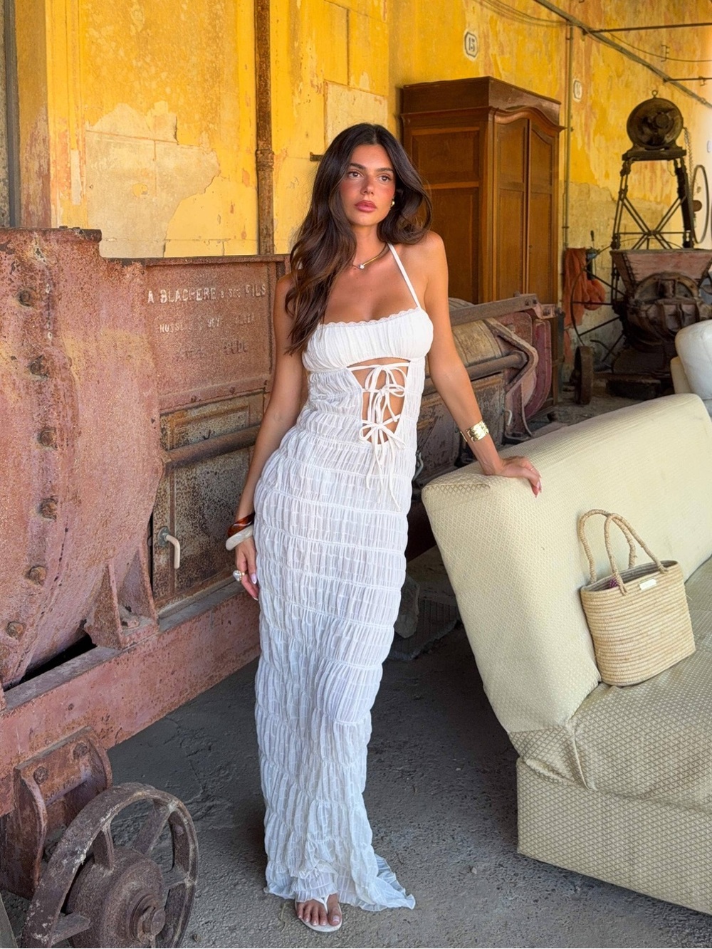 NWT Outcast Clothing Priane Maxi Dress White Medium